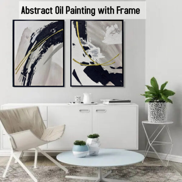 Abstract Oil Painting with Frame - Image 2