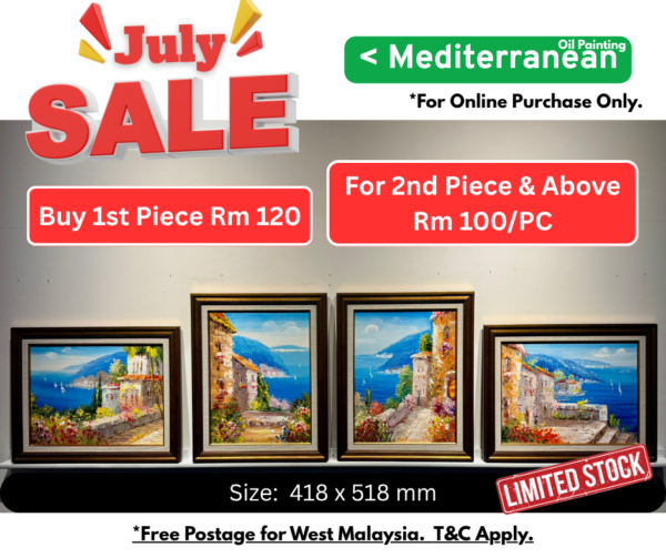 JULY SALES-PARIS , MEDITERRANEAN & VENICE OIL PAINTING WITH FRAME - Image 2