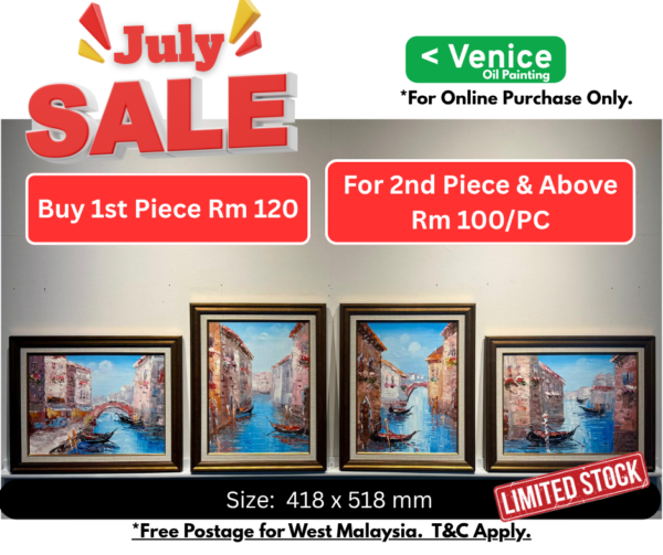 JULY SALES-PARIS , MEDITERRANEAN & VENICE OIL PAINTING WITH FRAME - Image 3