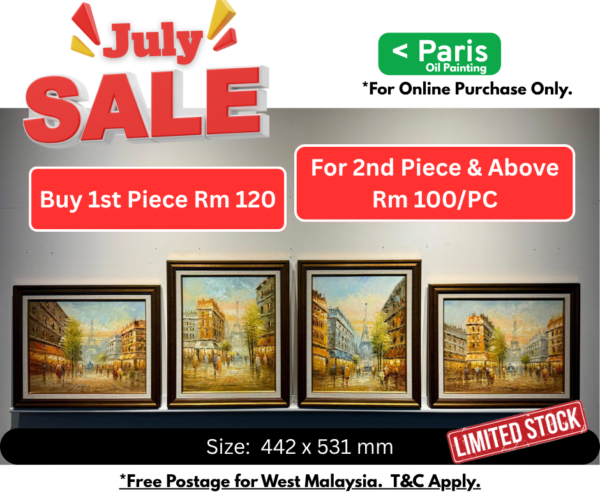 JULY SALES-PARIS , MEDITERRANEAN & VENICE OIL PAINTING WITH FRAME