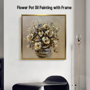 AB122513 Flower Pot Oil Painting with Frame