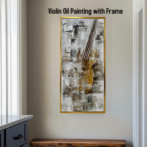 AB122528 Violin Oil Painting with Frame