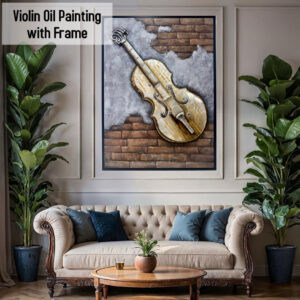 AB122529 Violin Oil Painting with Frame