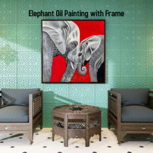 AB030801 Elephant Oil Painting with Frame