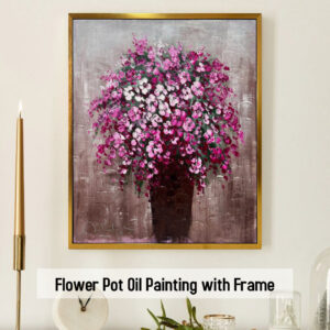 AB030803 Flower Pot Oil Painting with Frame